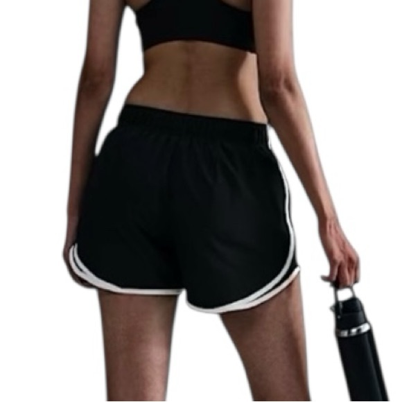 Nike Dri-Fit Tempo Running Shorts Womens Black White Athletic Gym - Picture 2 of 3